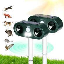Cowiewie 2 Pack Cat Repellent for Gardens UK, Dual Speaker Solar Ultrasonic Anim