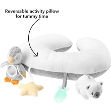 Nuby Penguin Tummy Time Pillow For Babies Grey And White Plush Nursery