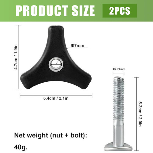 Hugwish 2pcs Lawn Mower Handle Wing Nut And Bolt, Triangle Universal Lawnmower H 1