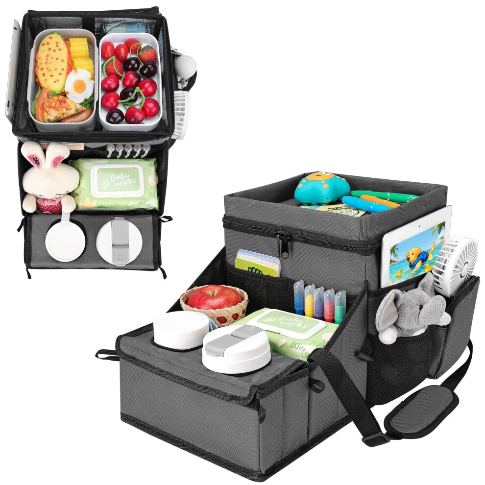 Infanzia Car Seat Organizer, Backseat Van Organizer With Cup Holders For Car Front Passenger And Back Seat, Carseat Storages With Cooler Compartment