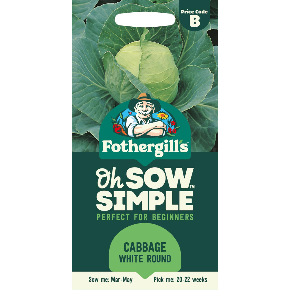 Mr Fothergill's Fothergill's Oh Sow Simple, Cabbage White Round Vegetable Seeds, Sow: Mar–May