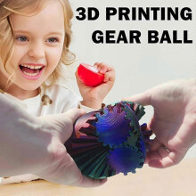 (Optional, Candy Color S) 3D Printed Gear Ball Fidget Calming Travel Toy for Adults All Ages Teens Candy Color S