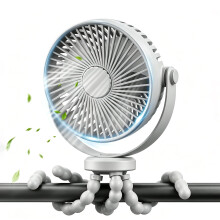 ZORVENIX Mini Portable Pram Fan, 2000mAh Rechargeable Clip On Fan for Stroller, Detachable 3 Speed 360 Rotate, Flexible Tripod Cooling and Type-C Po