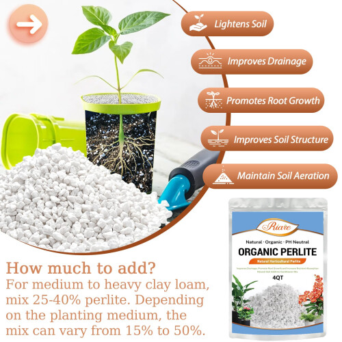 Riare 4L Organic Perlite for Plants - Horticultural Perlite Soil Amendment for P 2