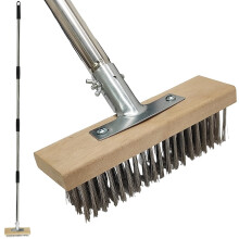 Armo Heavy Duty Telescopic Patio Deck Garden Wire Broom Cleaner Scrubber Garden