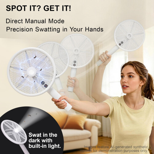 Rotating Head Electric Fly Zapper with 16"– 40" Telescopic Handle, 4000V 1