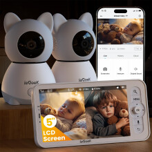 ieGeek 5" Split-Screen Baby Monitor with 2 Cameras and Night Vision, 2K Video Baby Camera, Two-Way Talk, Cry & Motion Detection, PTZ, Remote Control