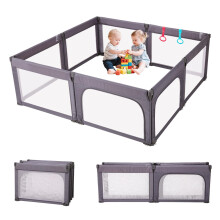 Baby Playpen, Toddler Safety Gate Foldable Play Pen Easy Assembly, Large Size&Shape Adjustable Baby Barrier, Extra-Large Indoor Playpen for Kids Fold