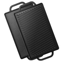 GFTIME 32.89 CM Pre-Seasoned Cast Iron Reversible Plate, Cast Iron Griddle for The Oven, Stove, Grill or Campfire,1 PACK