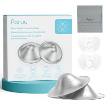 Paruu Silver Nipple Shields for Breastfeeding | 999 Silver Nursing Cups with Silicone Nipple Covers | IBCLC Recommended | Soothe Sore Nipples | Reusa