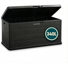 OutdoorOasis Large Garden Storage Box 340L – Plastic Outdoor Cushion Storage Che