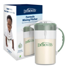 Dr. Brown's Baby Formula Mixing Pitcher with Adjustable Stopper, Locking Lid, & No Drip Spout, 32oz, BPA Free, Olive