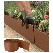 Corten Steel Lawn Edging 10 M – Metal Garden Edging 15 cm High, 0.6mm Thick – Pre-Rusted Garden Border Edging, Easy to Install Metal Lawn Border