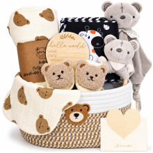 New Baby Gift Basket, Newborn Baby Hamper Set with Baby Essentials