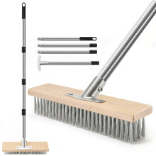 Newthinking Wire Broom Brush, Heavy Duty Wire Broom with Long Handle, Stiff Meta