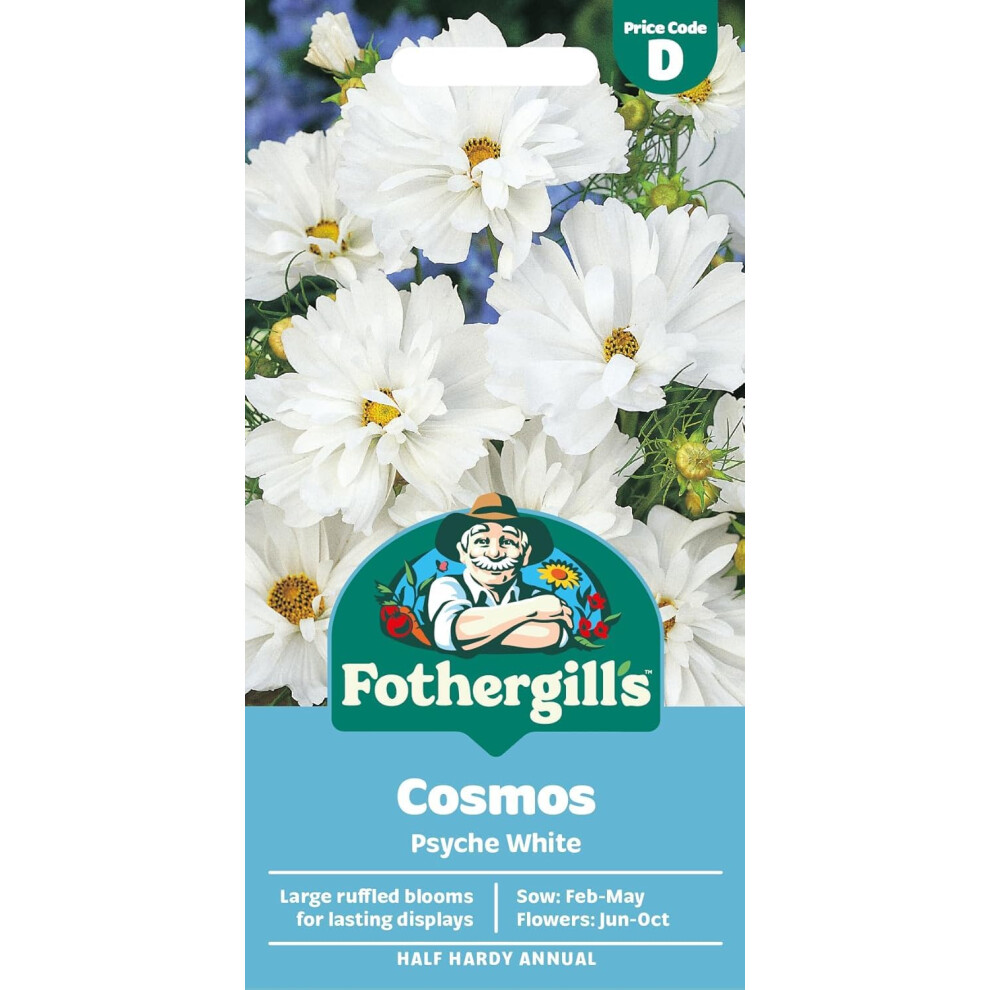 Mr Fothergill's Mr Fothergill’s Cosmos Psyche White Seeds, 100 Seeds, Feb-May