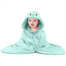 DiULi Hooded Baby Towel,Green Elephant 80x80cm Single Pack