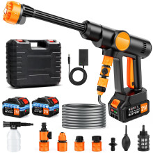21V Cordless Pressure Washer, Portable Battery Power Washer with 2 Batteries, 6-