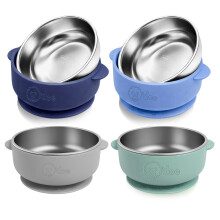 o'doe Suction Bowls for Baby, Non-Toxic Stainless Steel Baby Bowls with Suction 5" BPA-Free Baby Bowls for Weaning & Self Feeding