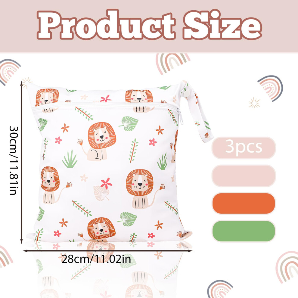 Gsrenyu 3 Packs Wet Bag Waterproof Wet Dry Bags Reusable Cloth Diaper