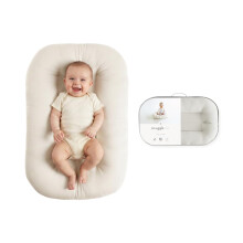 Snuggle Me Baby Nest Pod (0-9 Months) - Premium Organic Cotton Baby Lounger with Fibrefill Core, 100% Machine-Washable with Travel Bag (Natural)