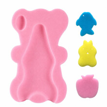 Baby Bath Sponge Support, Soft Baby Bath Cushion for Newborn & Infant, Anti-Slip Quick-Drying Baby Bath Sponge Mat, Suitable for Sink & Bathtub, Pink