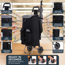 Hoppa Shopping Trolley on Wheels 42L Large Capacity - Lightweight Foldable Shopp