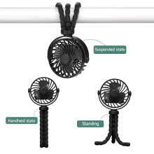 Zenova Pram Fan Clip on Stroller, USB Rechargeable Portable Clip on Fan with 3 Speeds & Night Light, 360 Rotation Mini Stroller Fans for Pram, Buggy
