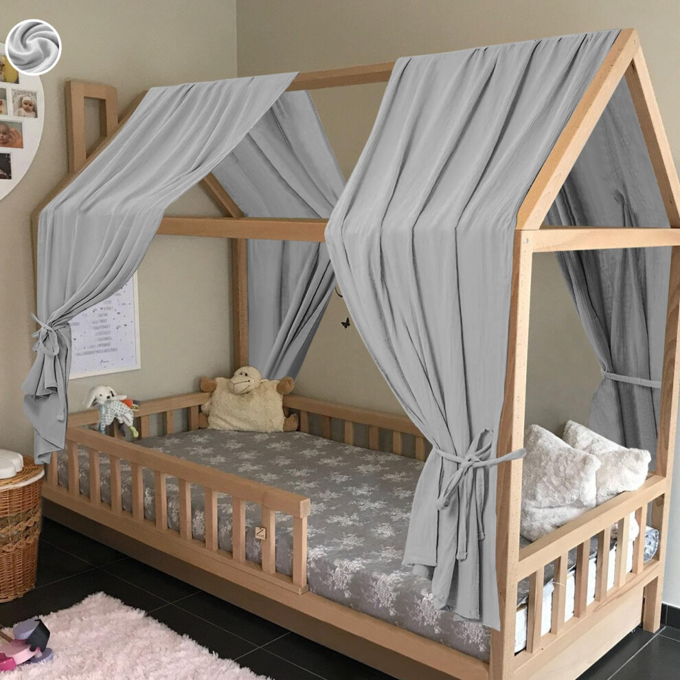 Hotut Extra Wide Princess Bed Canopy, 2Pcs Large Children Bed Canopy, 100% Cotton Girls Mosquito Net, Kids Princess Play Tents Nursery Room Decoratio