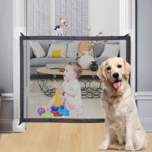 Pet Magic Gate, Portable Baby Safety Guard Magic Gate Folding Mesh Small Dog Fence Enclosure for Indoor Outdoor Stair Hall Doorway 110x72cm