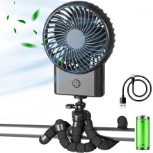 COCO & HAZEL Pram Fan, Stroller Fan Portable Handheld Personal Baby Car Seat Mini Small USB Desk Clip On Buggy Pushchairs Fan with Tripod for Beds Ca