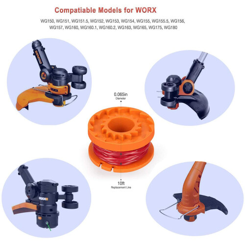 Strimmer Spool Line for Worx, Auto Edger Spools Replacement Compatible for Worx 1