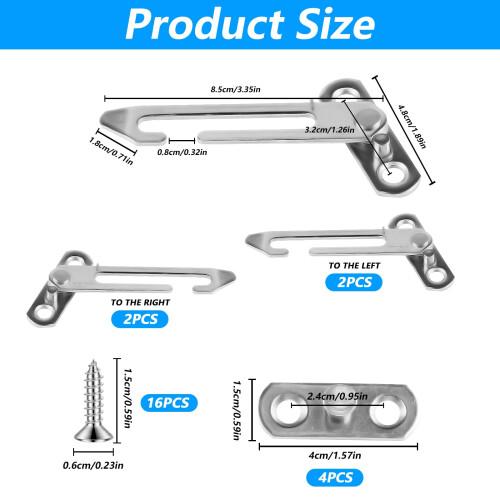 4 Pcs Window Restrictors for UPVC (2 Left, 2 Right, 16 Screws) 1