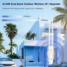 Wavlink AC600 Outdoor Dual-Band WiFi Repeater, Passief PoE-model, Draadloze Access Point/Repeater/Router-modi