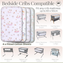 Next to Me Crib Sheets 83x50cm – 100 Cotton Soft Breathable Baby Bedd