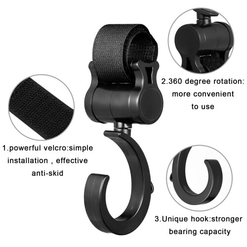 2 Pack Buggy Clips with 360 Rotation – Universal Pram Hooks for Shopp 1