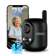 Xega 4G LTE Cellular Security Camera Indoor with SIM Card, 2K Wireless No WiFi Camera for Baby/Pet/Elderly with Phone App, 355P/60T, 6000mAh Batte