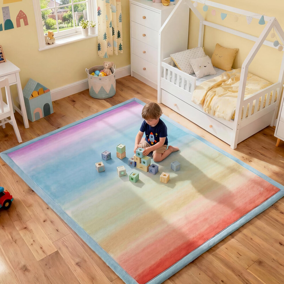 Jxgzyy Large Play Mat For Kids, 3Cm Thick Memory Foam Playpen Mat With Non-Slip Backing, Super Soft Synthetic Velvet Nursery Carpet For Floor, 15020