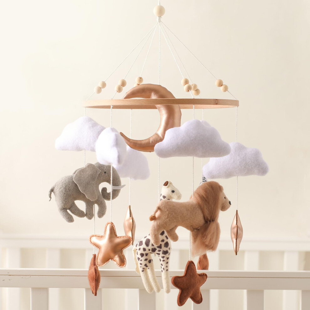 Promise Babe Safari Cot Mobile - Crib Mobiles For Baby - Handcrafted Felt Jungle Animal Nursery Decor & Shower Gift