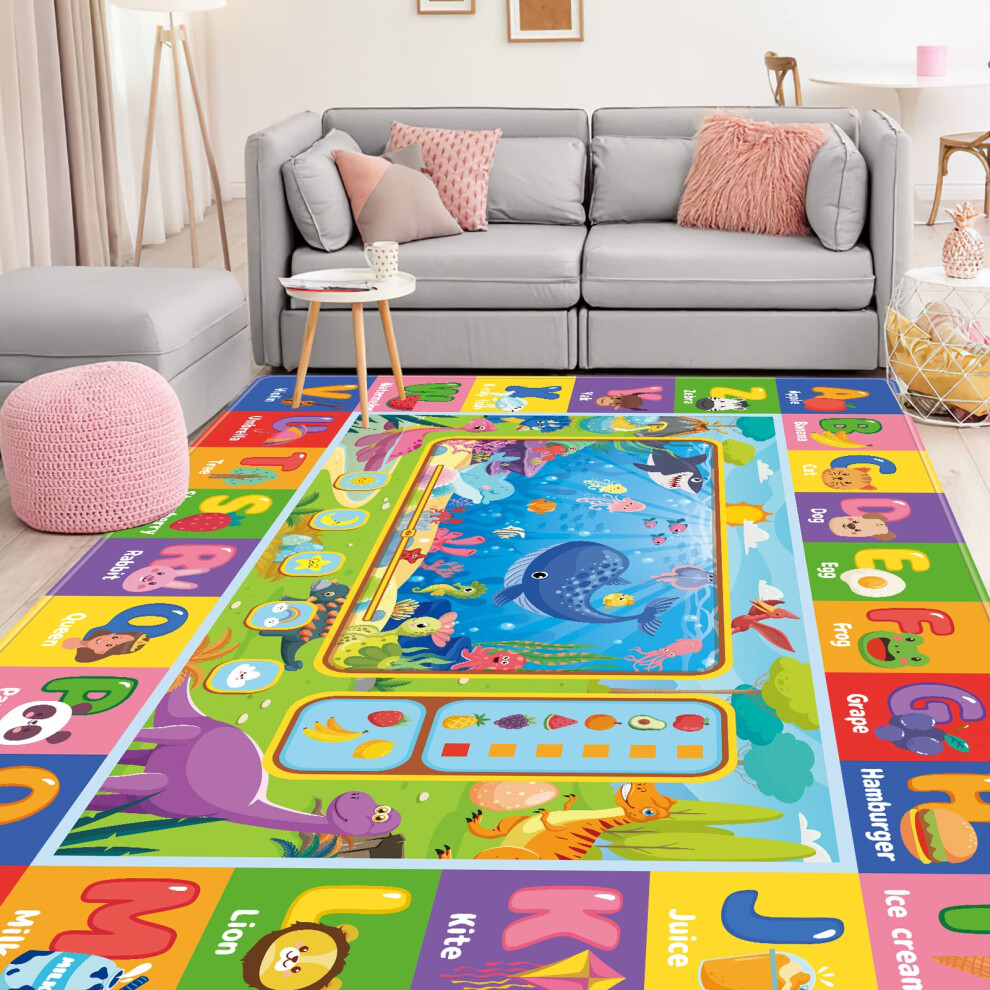 Akunrug Baby Play Mat For Floor, Kids Rug Playmat, Educational Tummy Time Soft Abc Mat For Toddlers Infants, Playroom Classroom (200X150 Cm, Style 2)