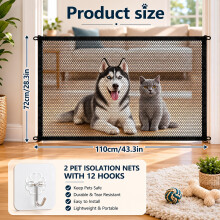 2Piece Retractable Stair Gate Set with 12 Hooks Retractable Dog Gate G