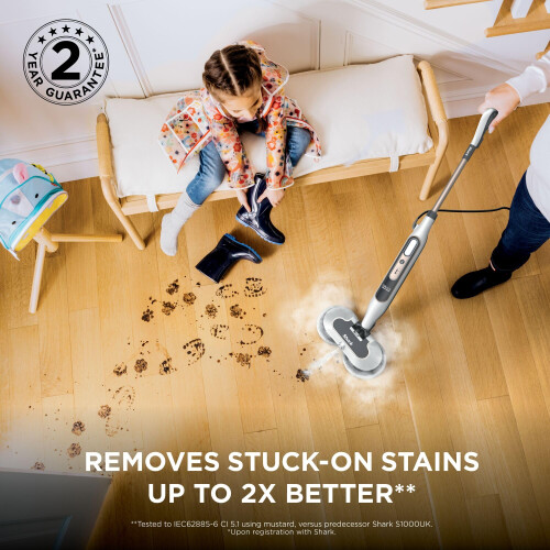 Shark Shark Automatic Steam Mop - 2 Rotating Power Pads, 3 Steam Settings, Stain & Dir 2