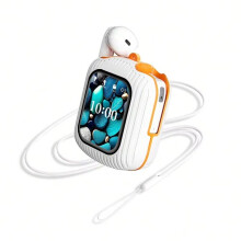 Intelligent Wireless Touch Screen Multifunctional Earphones ENC Noise Cancelling Earphones White Orange