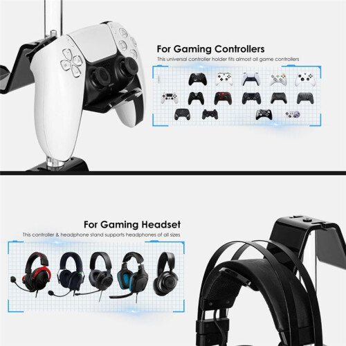 Controller Holder Headset Stand 3 Tier,Adjustable Acrylic Gaming Controller Stand for Universal Headsets and Controllers 2