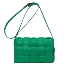 (Green) Woven Padded Cassette-style Women Crossbody Handbag Purse Shoulder Messenger Bag Fashion Clutch Bag - Snngv