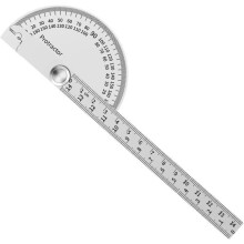 Hoekmeter van roestvrij staal, goniometer met ronde kop, 180 graden verstelbaar, voor ingenieurs.