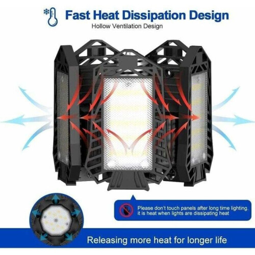 Λοτ 1 Φωτιστικό Γκαράζ LED 120W 12000lm - Παραμορφώσιμο Φωτιστικό Οροφής E26/E27 2