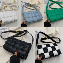 (White) Woven Padded Cassette-style Women Crossbody Handbag Purse Shoulder Messenger Bag Fashion Clutch Bag - Snngv