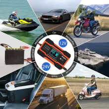 Caricabatterie per auto da 10 A, caricabatterie intelligente da 10 A 12 V/5 A 24 V per la ricarica e la manutenzione della batteria