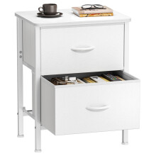 HOMIDEC Bedside Table,Side Table with 2 Fabric Drawers and Metal Frame,Large Capacity Storage Bedside Cabinet for Bedroom,Living Room and Sitting Roo